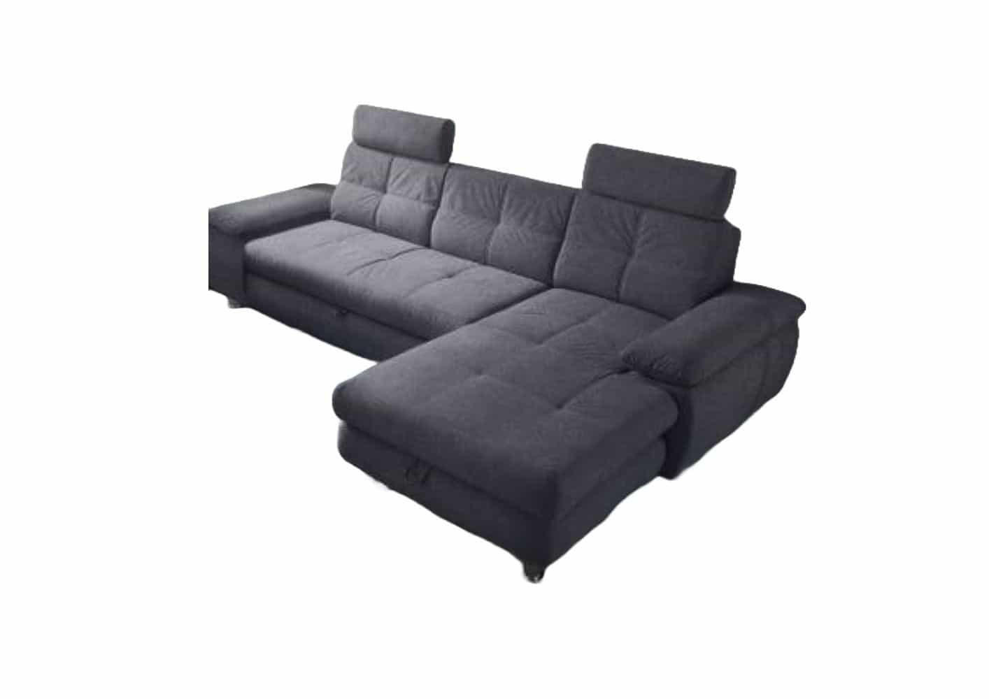 ECKSOFA mit Schlaffunktion und Bettkasten, Brego-Stoff - Chromfarben/Anthrazit, Textil/Metall (177/274cm) - ed exciting design