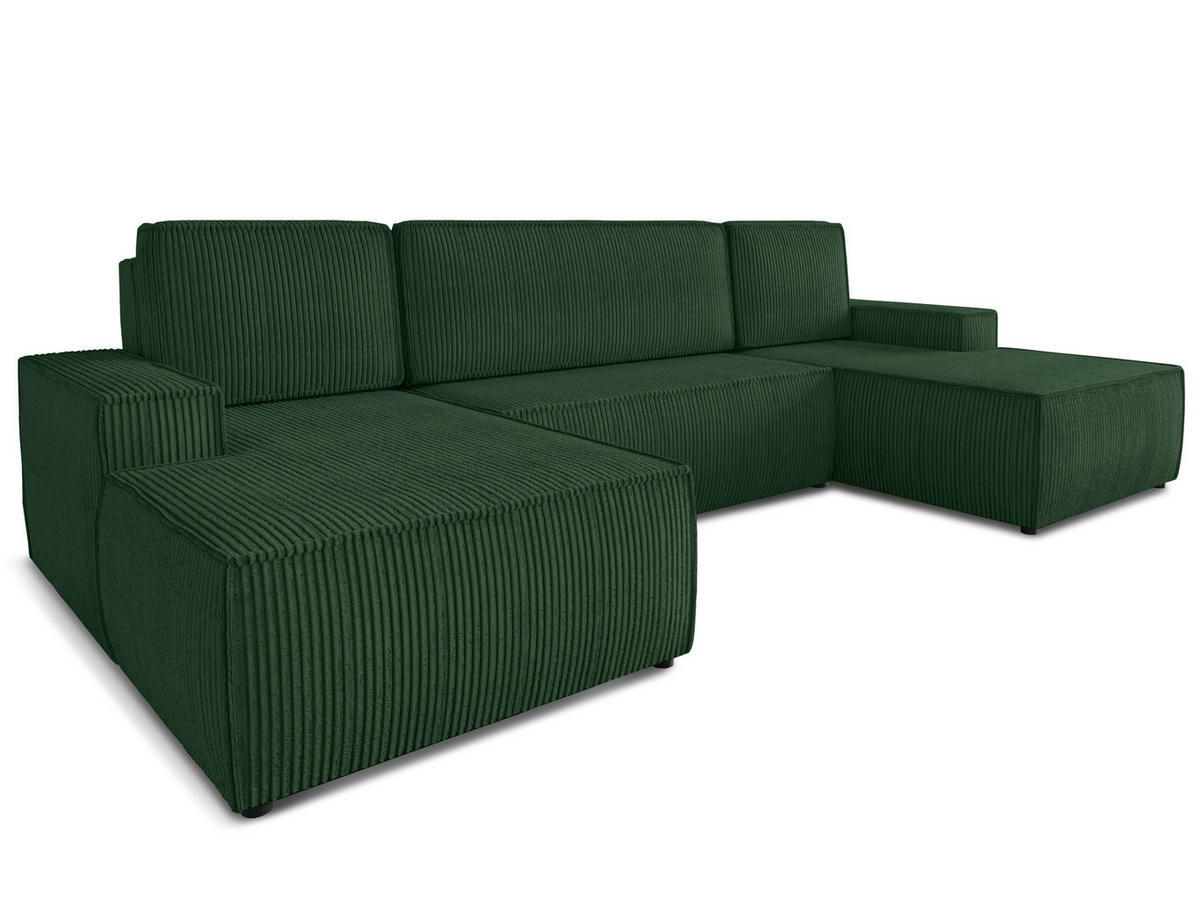 WOHNLANDSCHAFT Totti U - Grün, Holz/Textil (313/85/144cm) - Sofnet