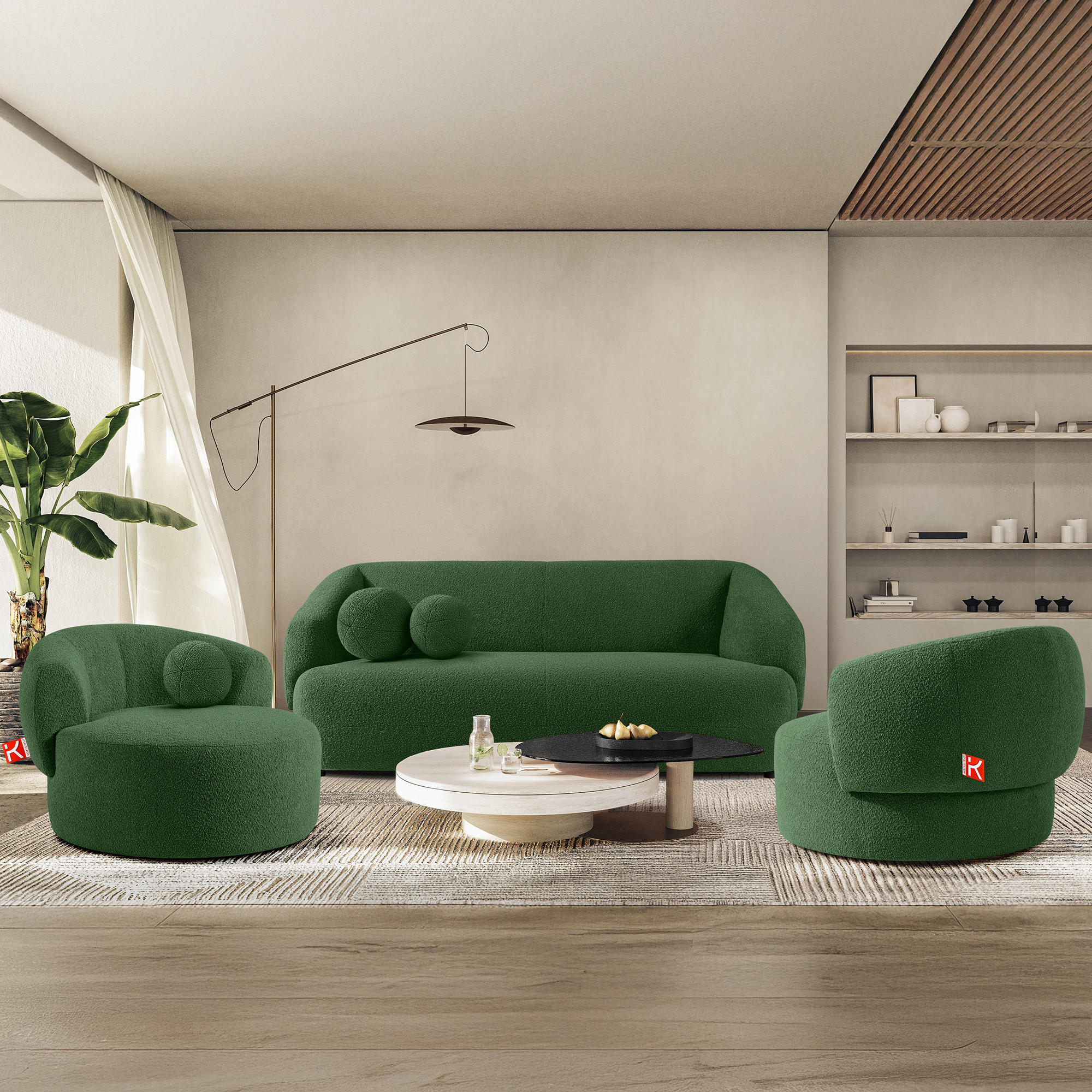 Thumbnail - Konsimo® Drehsessel, Grün, Textil, 105x76x100 cm, Wohnzimmer, Sessel, Polstersessel