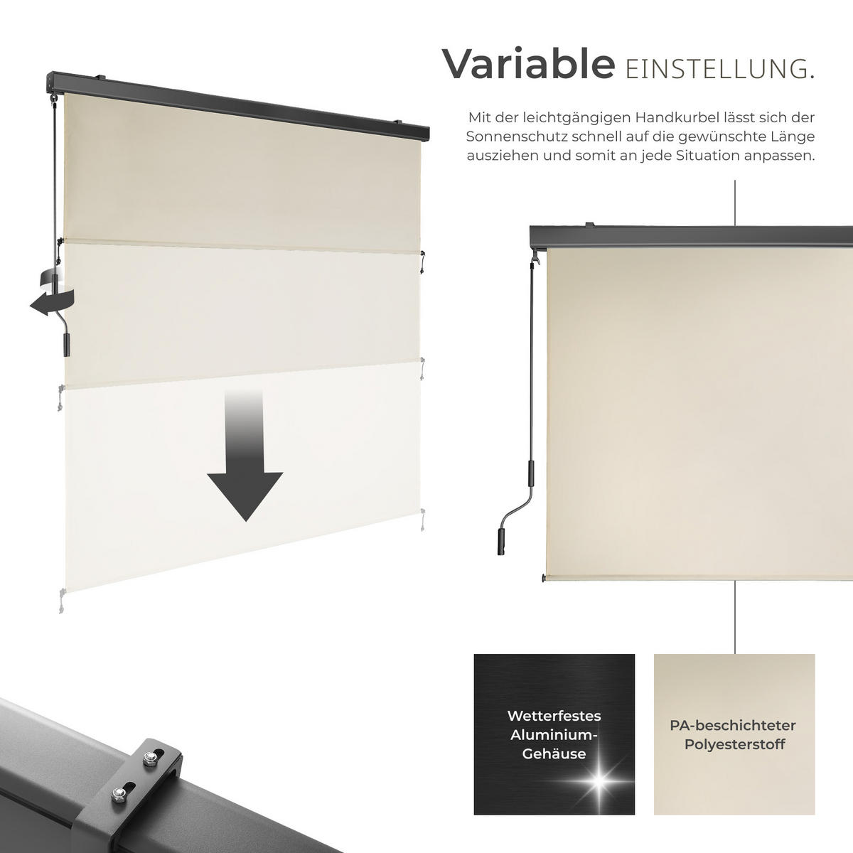 SENKRECHTMARKISE Eloise,inkl. Wandhaltern,beige - Beige, Kunststoff (180/250cm) - tectake