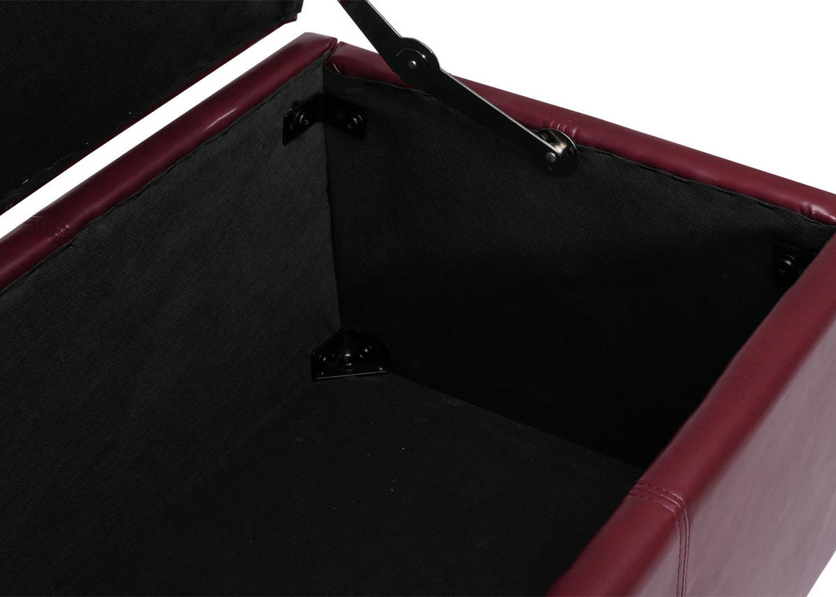 SITZBANK mit Aufbewahrung Lars XXL 45x180x45cm Creme Leder + Kunstleder - Rot, Kunststoff (180/45/45cm) - BERLINLODGE