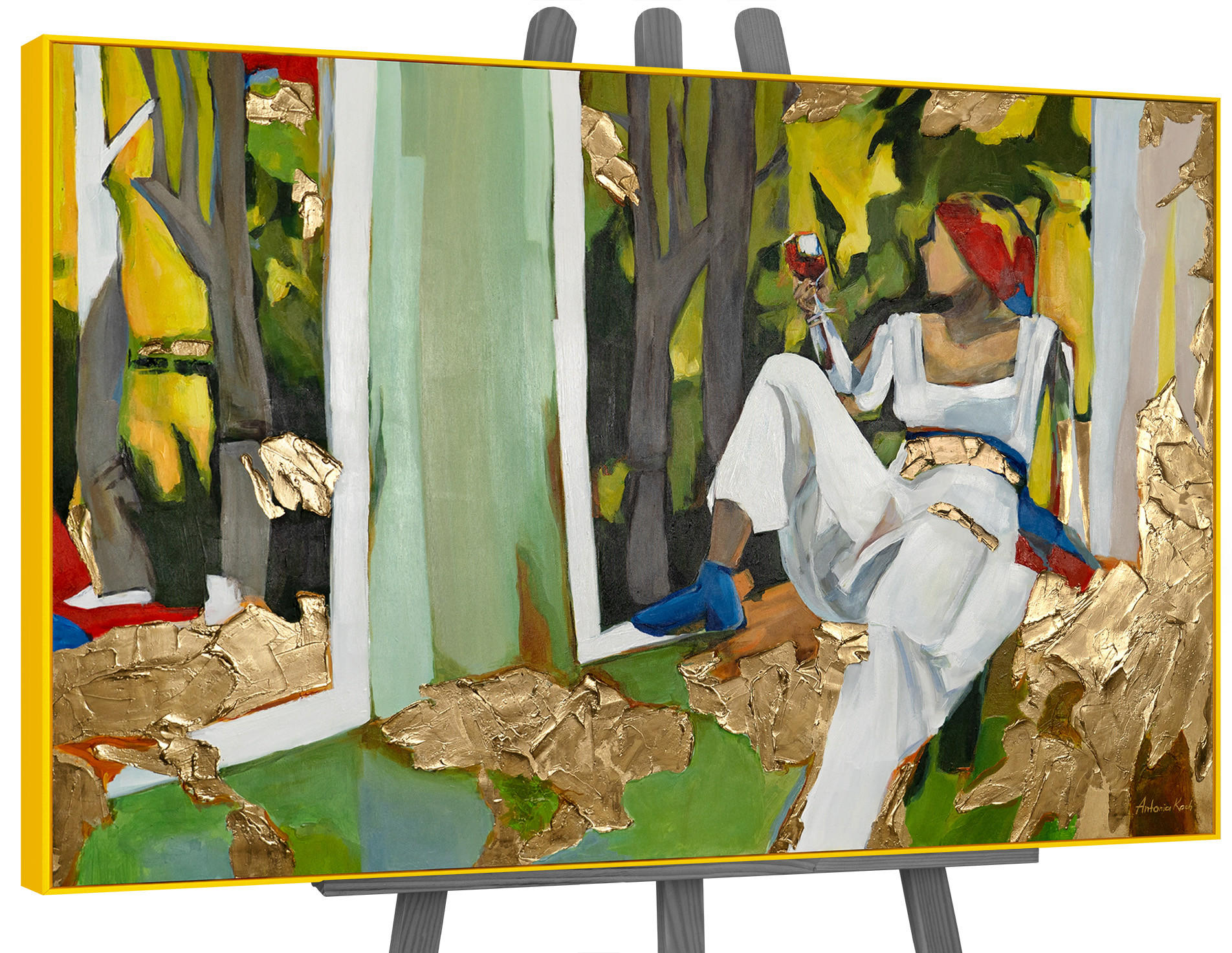 GEMÄLDE Inspiration Schattenfugenrahmen Gelb 120x80 cm - Gelb, Holz (120/80cm) - YS-art gallery