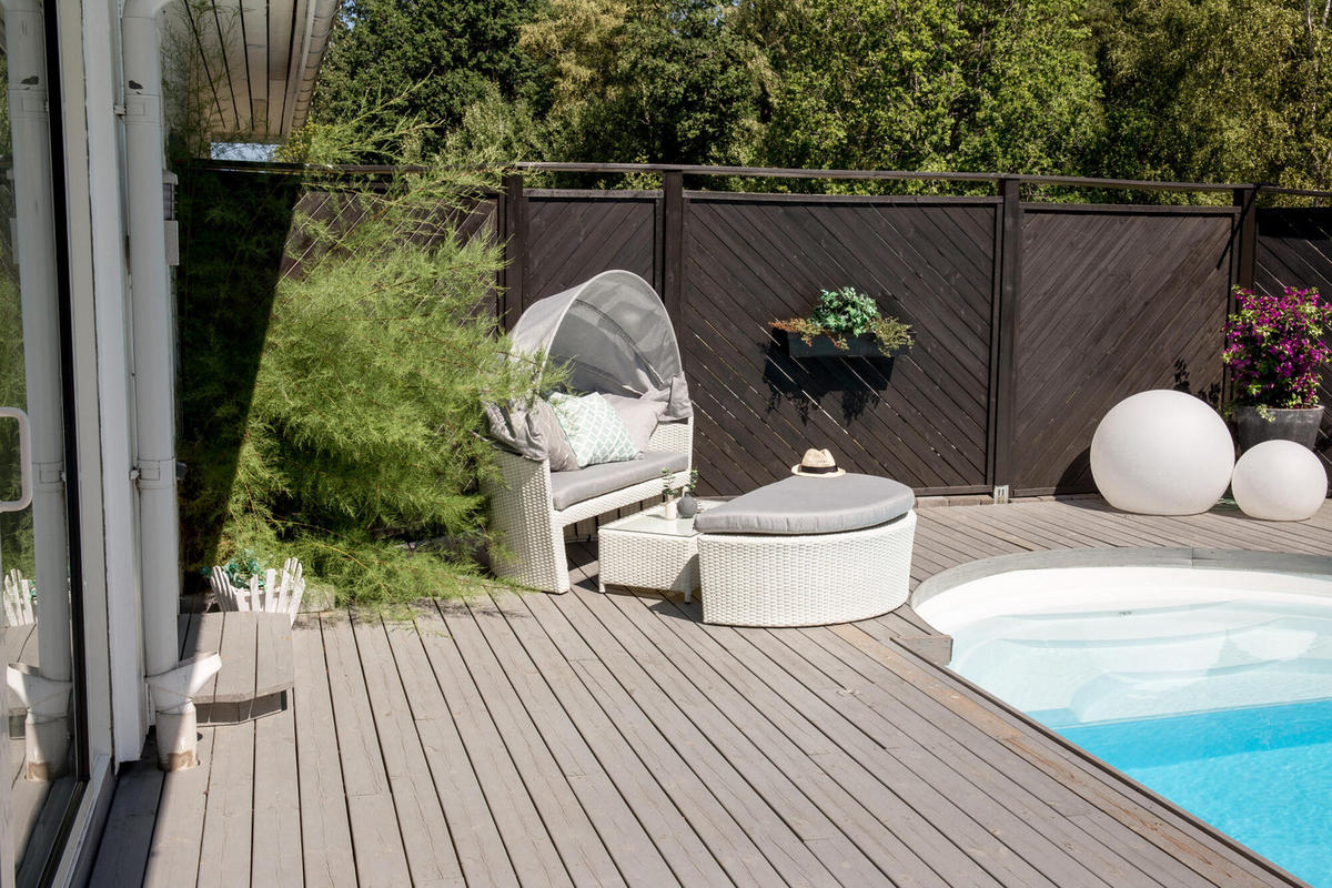 GARTENMUSCHEL PADOVA Weiß 153x76x72 cm - Weiß, Textil (153/72/76cm) - FURNLUX