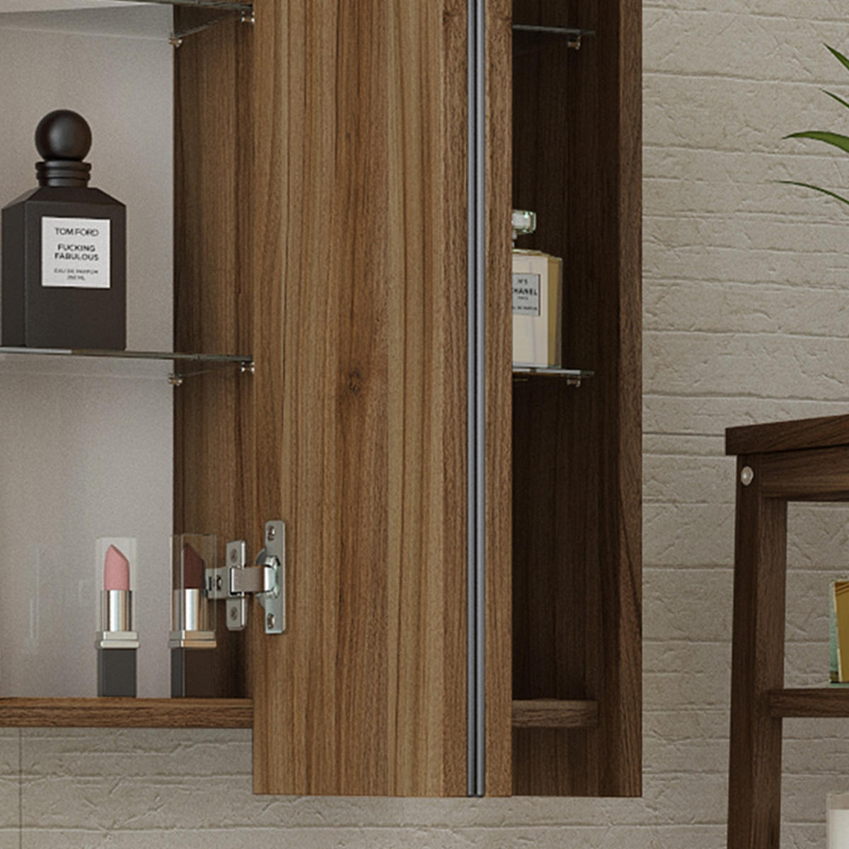 KOUPELNOVÁ ZRCADLOVÁ SKŘÍŇKA Majest Antracitový vysoký lesk - barva vlašského ořechu, kompozitní dřevo (67.4/68/17cm) - Vicco