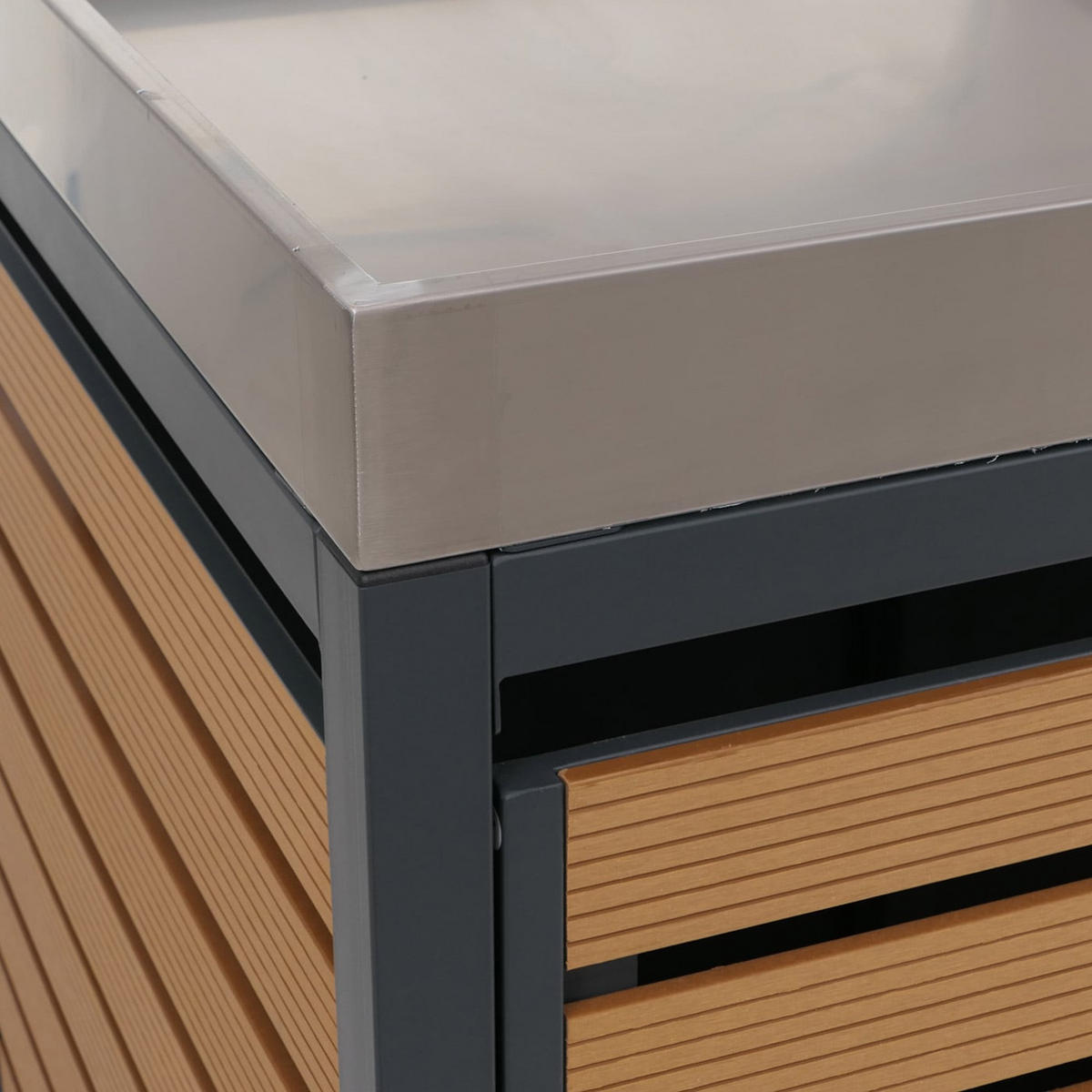 MÜLLTONNENVERKLEIDUNG 2er 124x134x84cm mit Pflanzkasten Teak-Optik - Braun, Metall (134/124/84cm) - PROREGAL