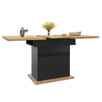 ESSTISCH Ausziehbar 110-140cm Klappbar 3 Ablagen Schwarz - Schwarz, Holzwerkstoff (80/110/75cm) - FLIEKS