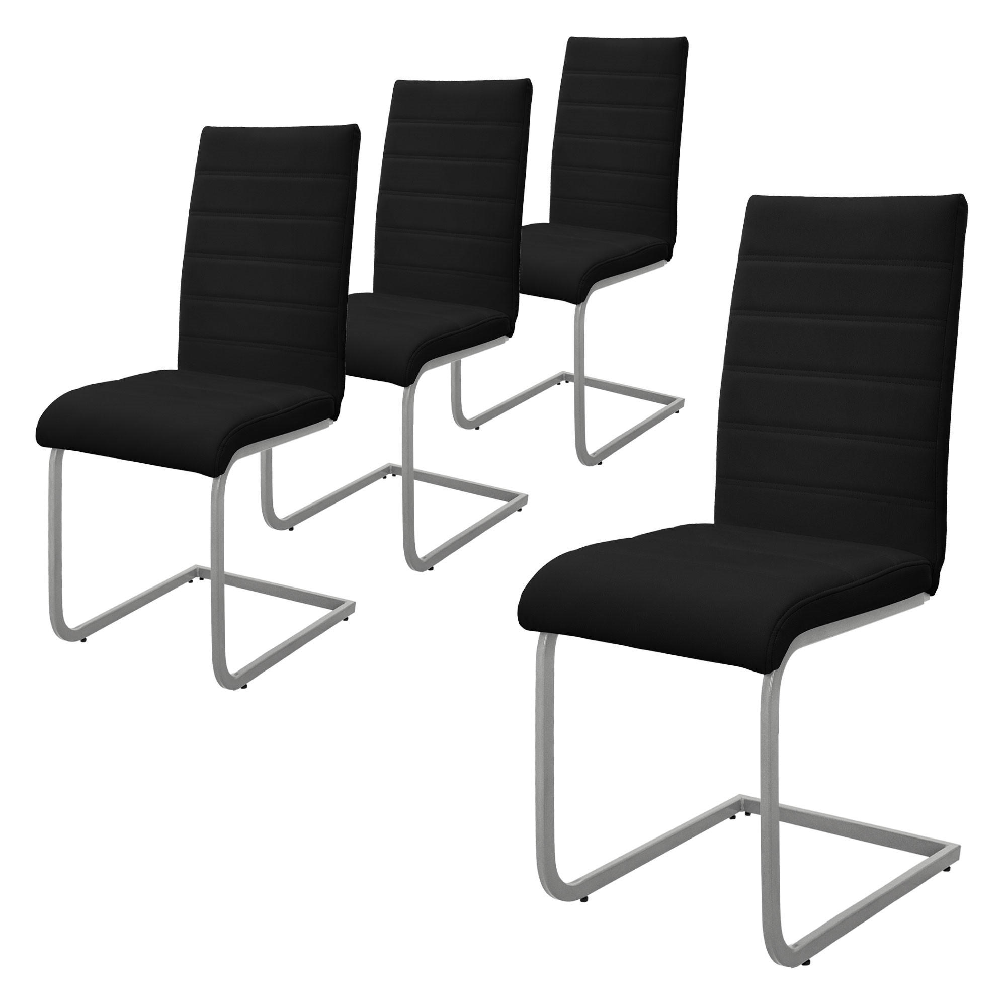 ML-DESIGN HOUPACÍ židle, sada 4 ks, černá, umělá kůže