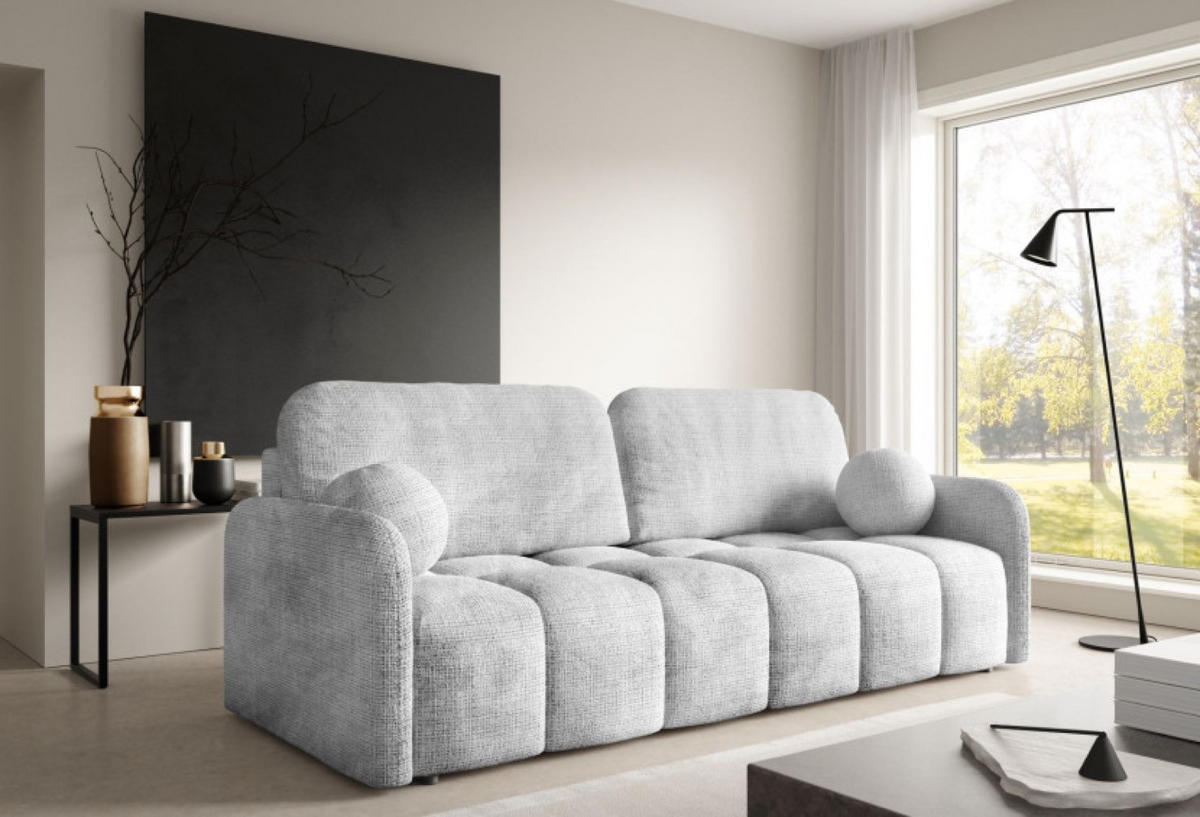 SOFA Cremona KUBI Ausziehbar Mit Bequemem Sitz 81 cm - Grau, Textil (218/90/88cm) - Sepro Meble