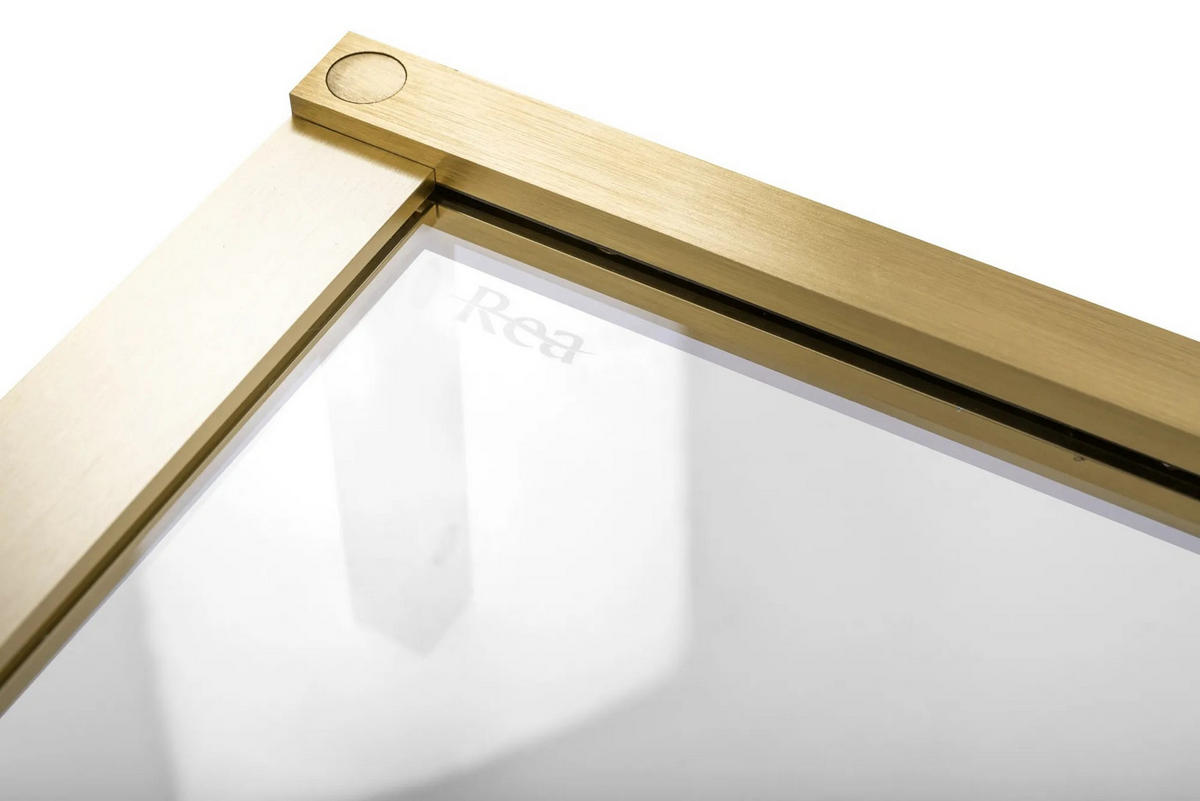 DUSCHKABINE Rea Hugo 80x80 Gold Brush - Goldfarben, Glas (78/78/200.5cm) - REA