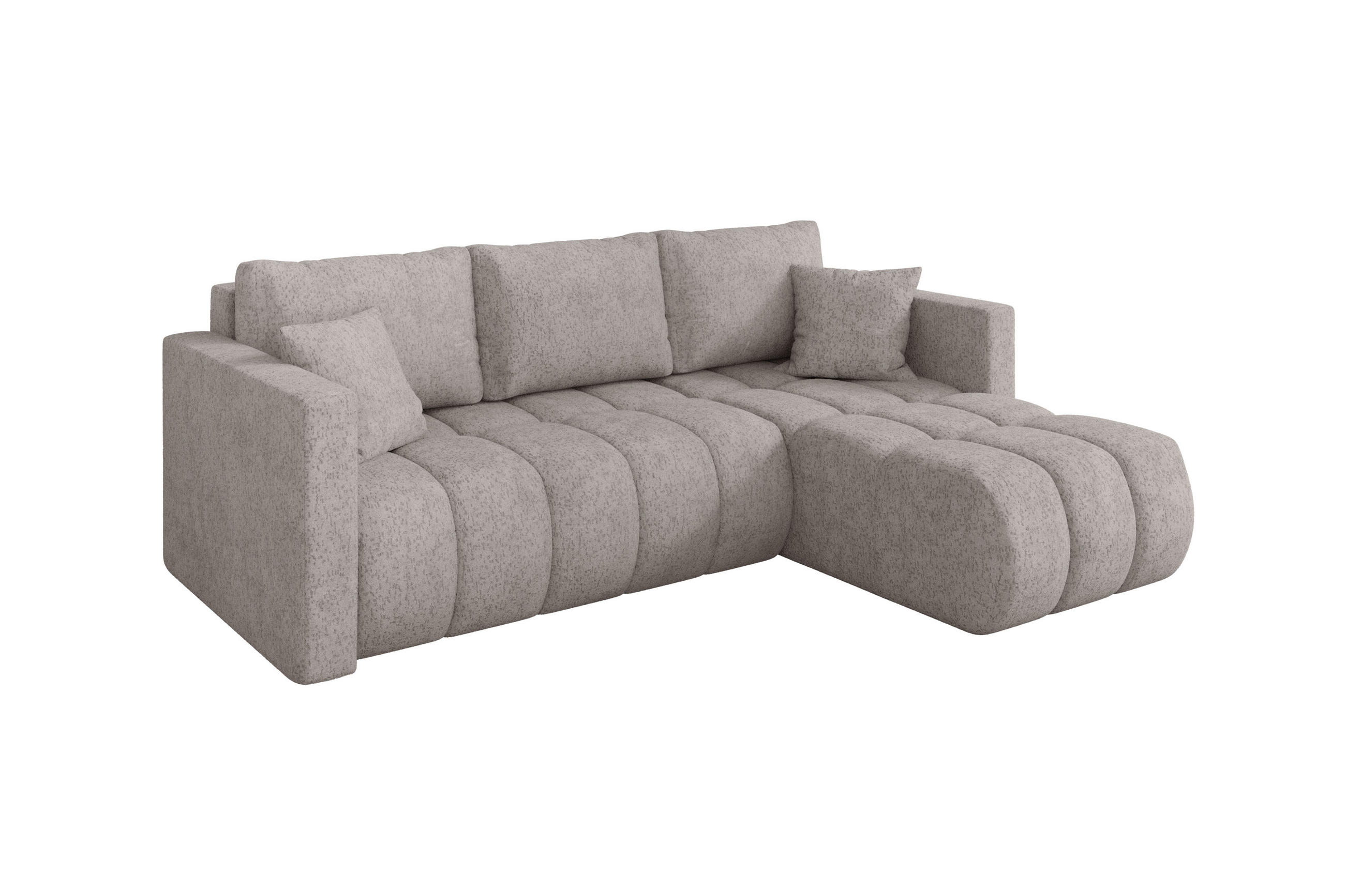 ALTDECOR ROHOVÁ SEDAČKA s funkcí spaní, otoman vpravo GARD-L 226x146x85 světle šedá velur