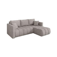 ROHOVÁ SEDAČKA s funkcí spaní, otoman vpravo GARD-L 226x146x85 světle šedá velur - černá/světle šedá, kompozitní dřevo/textil (226/146cm) - ALTDECOR
