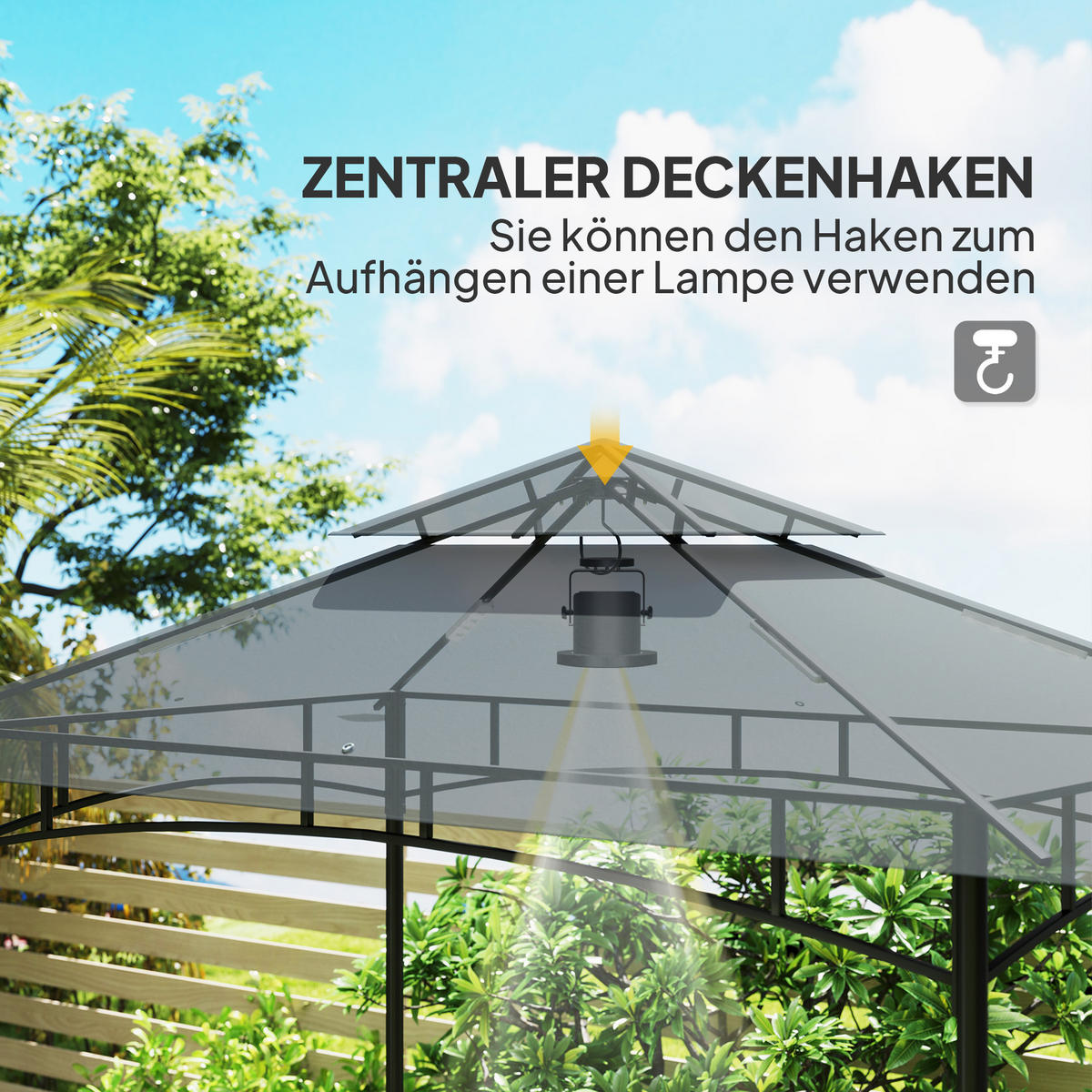 GRILLPAVILLON aus Metall und Polyester Dunkelgrau - Dunkelgrau, Metall (150/258/240cm) - Outsunny