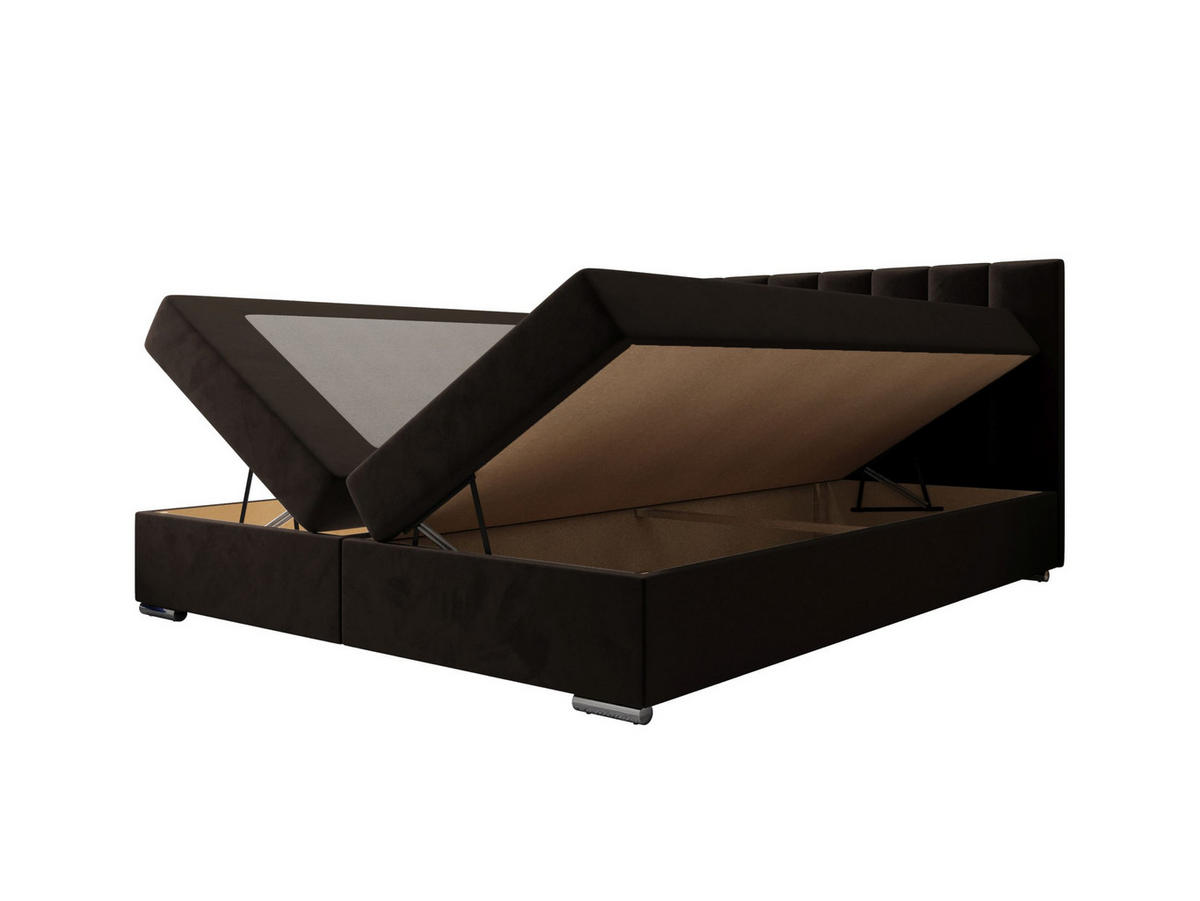 BOXBETT ZILANO 2 mit Matratze H3 und Topper 180x200 Itaka 41 - Dunkelbraun, Holz/Textil (180/200cm) - Bedante