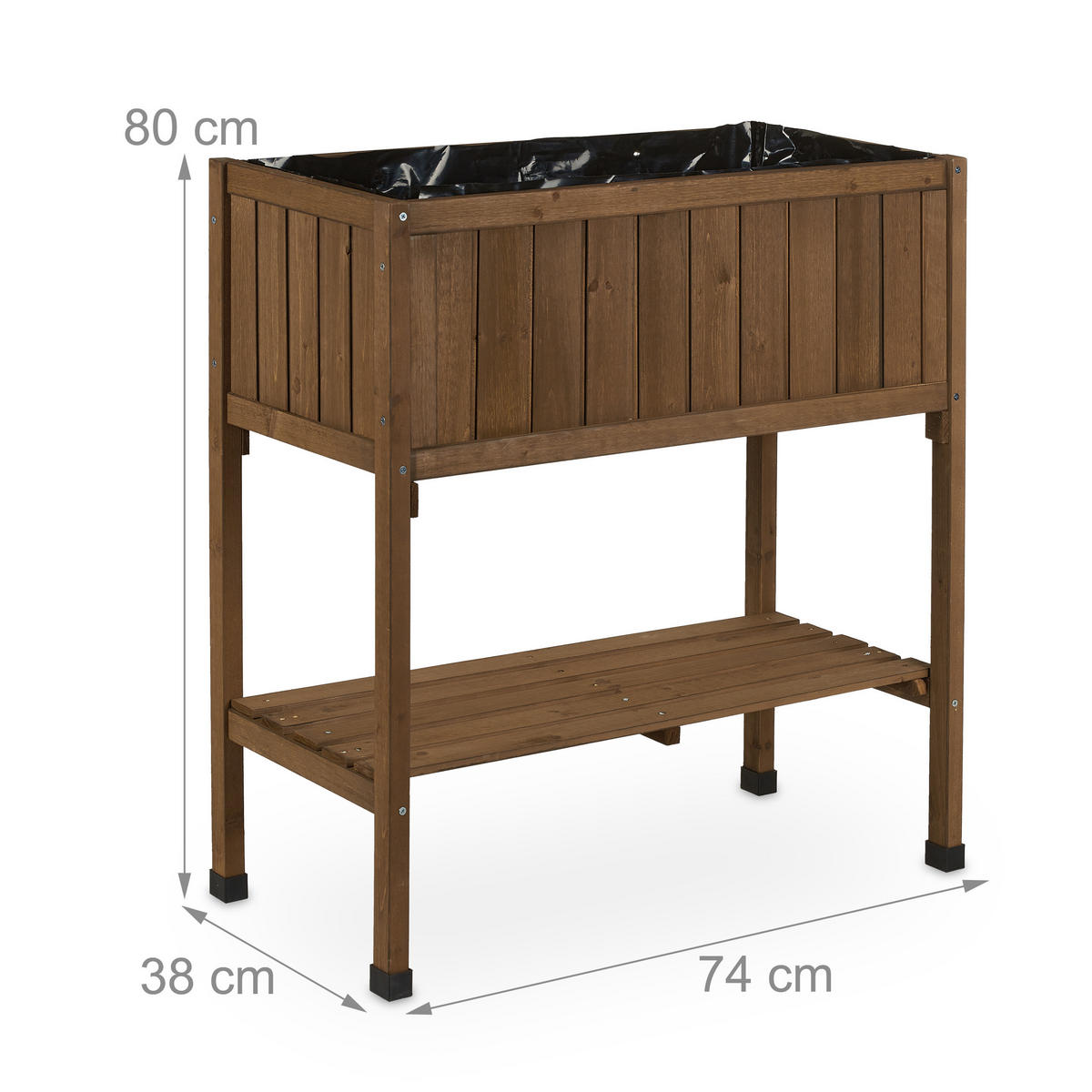 HOCHBEET - Braun, Holz/Kunststoff (74/80/38cm) - Relaxdays