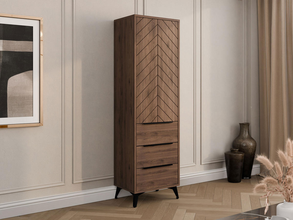 KLEIDERSCHRANK Xylix Bis 1D3SZ - Nussbaumfarben/Schwarz, Holzwerkstoff/Metall (54/180/40cm) - MIRJAN24