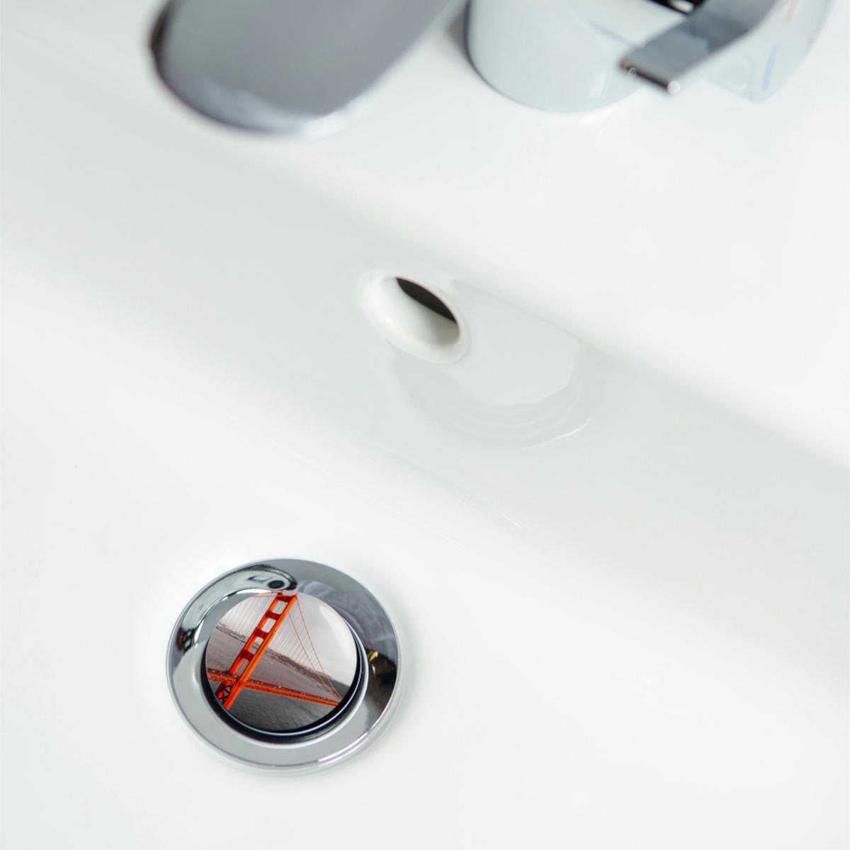 WASCHBECKENSTÖPSEL San Francisco - Grau, Kunststoff/Metall (4/7/7cm) - Sanilo