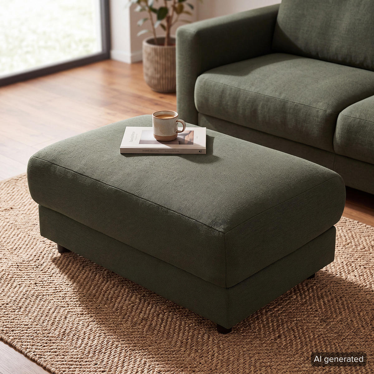 POLSTERHOCKER - Schwarz/Grau, Holz/Kunststoff (107/41/77cm) - home24