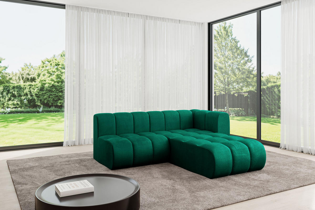 ECKSOFA modulares Sofa Darnel-L1 - 205x177x70 cm Grün - Dunkelgrün, Holzwerkstoff/Textil (205/177cm) - ALTDECOR