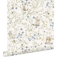 TAPETE Toile de Jouy Kaninchen 53 cm x 10.05 m - Weiß, Papier (53/0.1cm) - ESTAhome