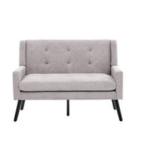 2-SITZER 120/75/88 cm Hellgrau aus Leinen mit Knopfpolsterung - Hellblau, Textil (75/88/120cm) - OKMYHOME