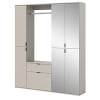 GARDEROBEN-SET Kaschmir 152 x 193 cm, Garderobenschrank mit Spiegel - Kaschmir/Schwarz, Glas/Holzwerkstoff (152/193/34cm) - Inn.Furn