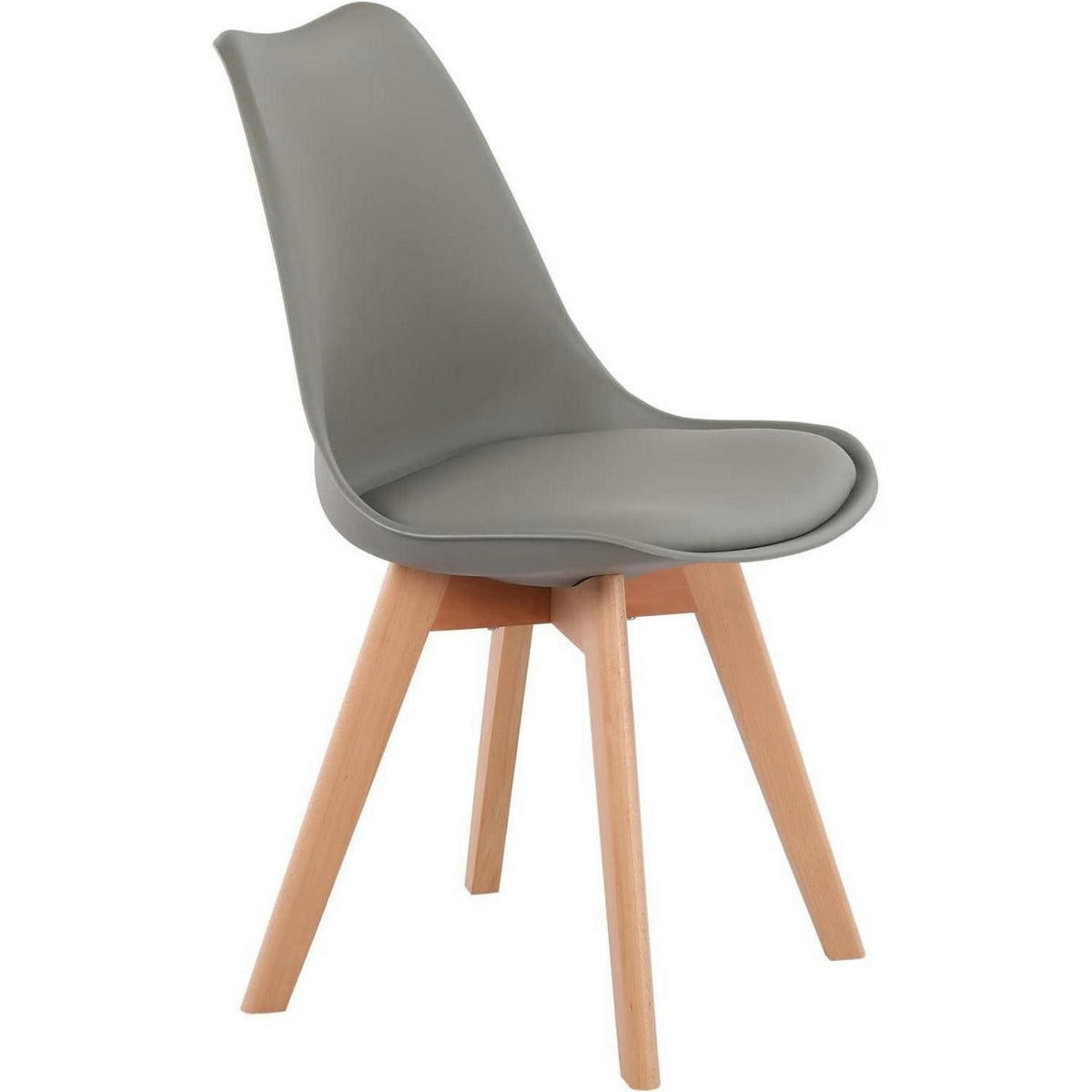 ESSZIMMERSTUHL 2er Set Grau mit Holzbein - Grau, Kunststoff (47.5/82/41cm)