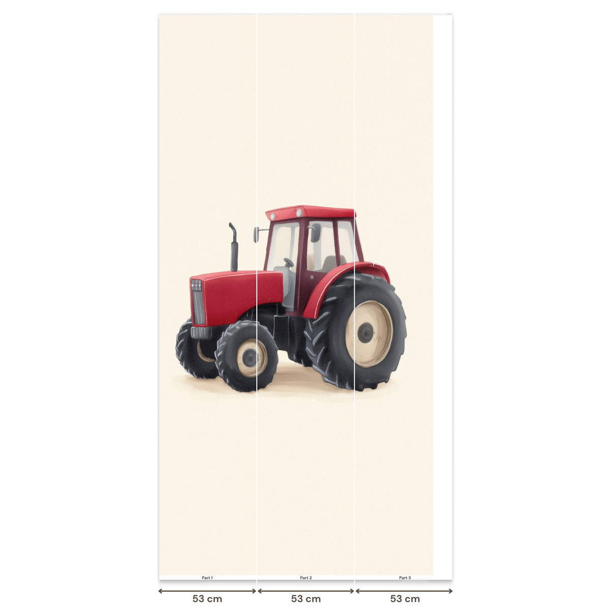 KINDERTAPETE - Traktor - Minimalistisch - Illustration - Rot - 140x300 cm - Rot, Papier (140/300cm) - OnlyWow