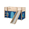 HOCHBETT mit Rutsche Karolina Massivholz Natur Textilset Astro 1 - Blau/Kieferfarben, Holz (90/200cm) - 58aufmkessel