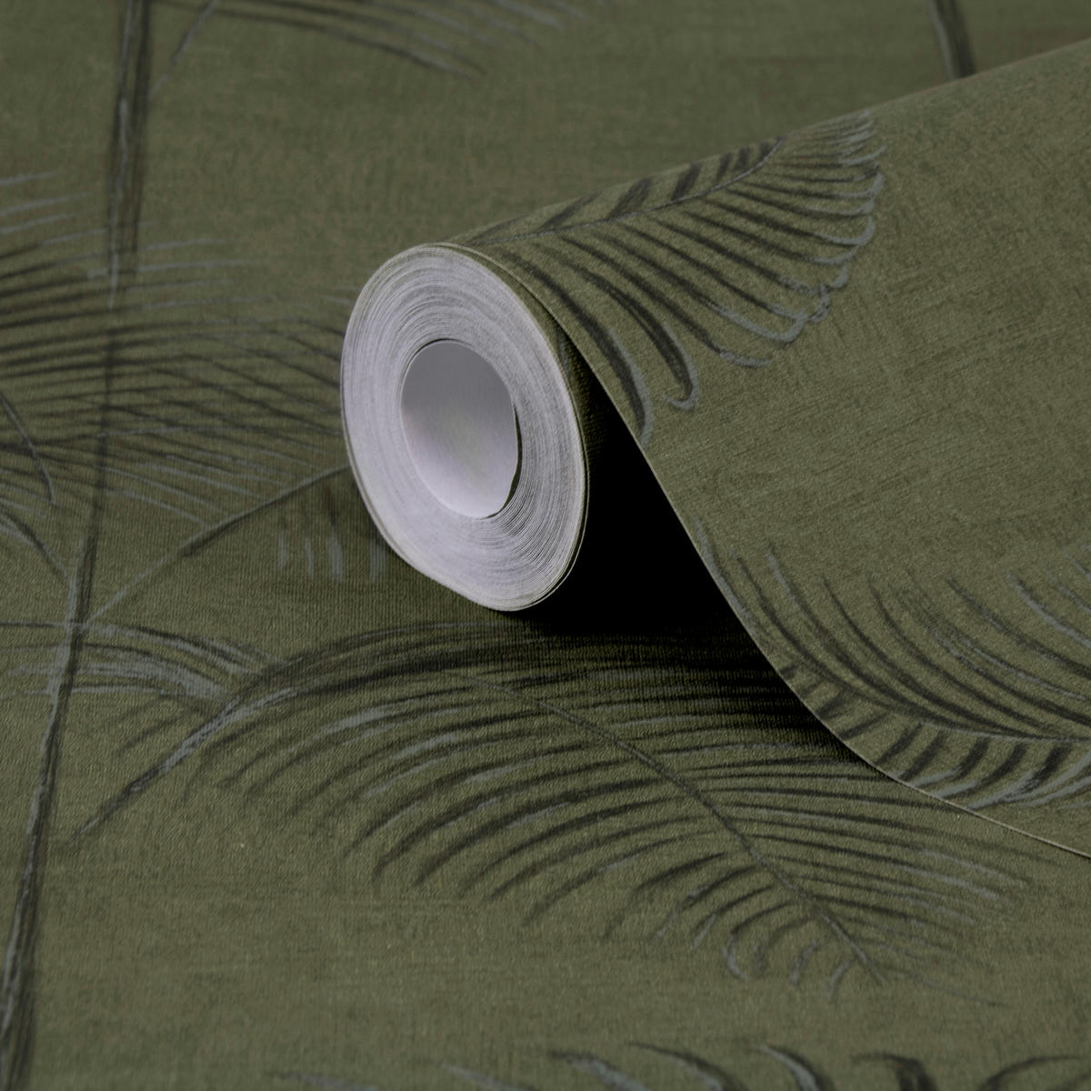 VLIESTAPETE - Palme deluxe - Grün - Grün, Papier/Kunststoff (53/1000cm) - LOOKS by W.Joop