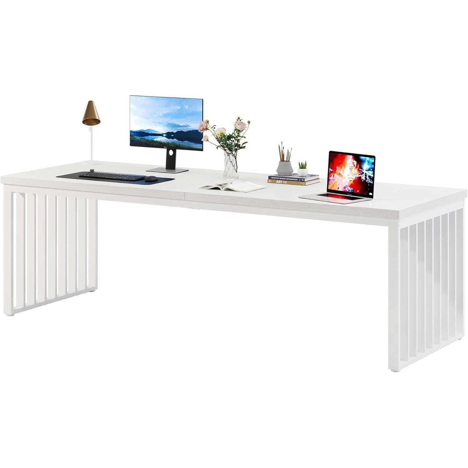 SCHREIBTISCH 180 cm Weiß Braun - Weiß, Holzwerkstoff (60/180/76cm)
