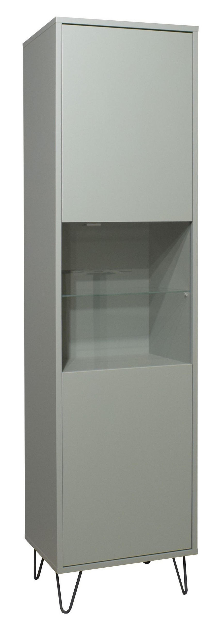 VITRINE Erna 51x45x197 Pinie Green matt Lack - Grün, Holzwerkstoff (51/197/45cm) - 58aufmkessel