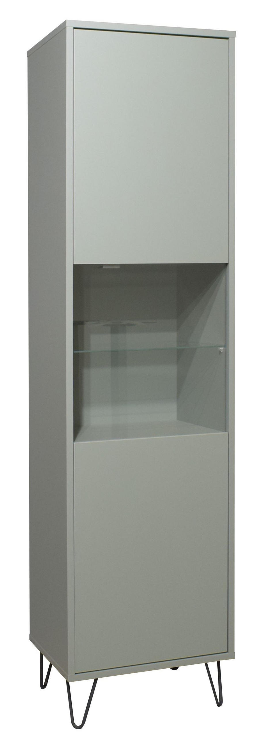 VITRINE Erna 51x45x197 Pinie Green matt Lack - Grün, Holzwerkstoff (51/197/45cm) - 58aufmkessel