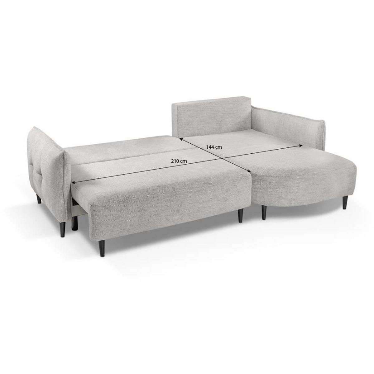 ECKSCHLAFSOFA Sycylia links beige - Beige/Schwarz, Textil (244/165cm) - Beautysofa