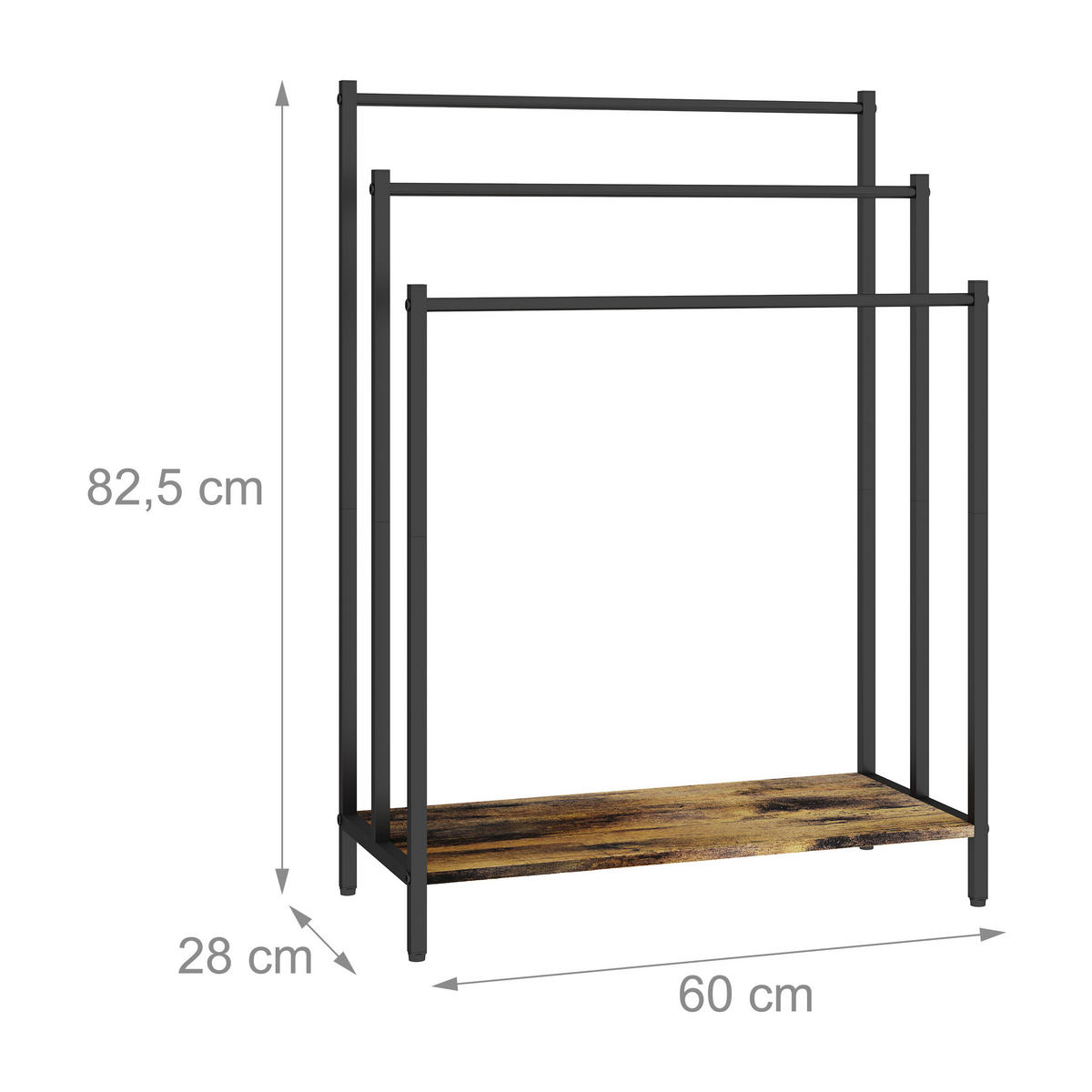 HANDTUCHSTÄNDER - Schwarz, Holzwerkstoff/Metall (60/81/28cm) - Relaxdays