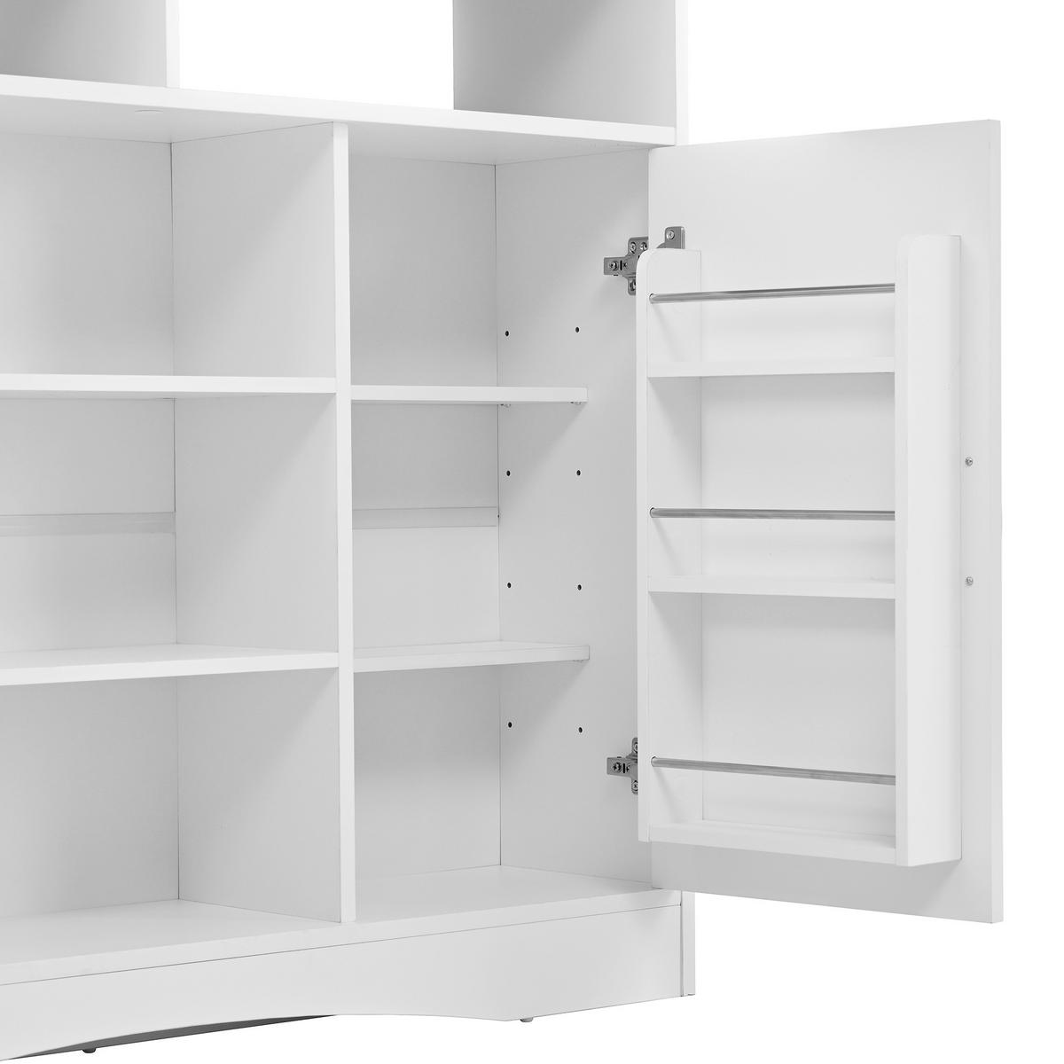 KÜCHENINSEL & Sideboard 110x68x97.5cm Weiß MDF mit Klappplatte & Stauraum - Weiß, Holzwerkstoff (110/97.5/68cm) - Modfu