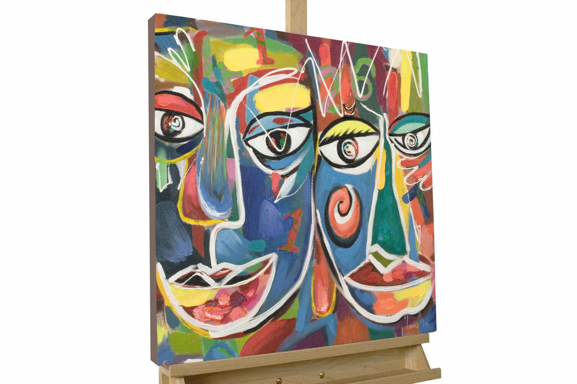 ACRYLBILD HANDGEMALT 60/60 cm - Multicolor/Weiß, Holz/Textil (1.1/60cm) - KUNSTLOFT