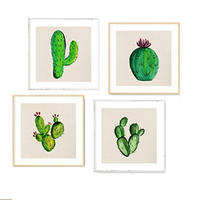 POSTER Set Mit 4 Kaktus 15X15cm Rahmenlos - Klar, Papier (15/3cm) - Nacnic
