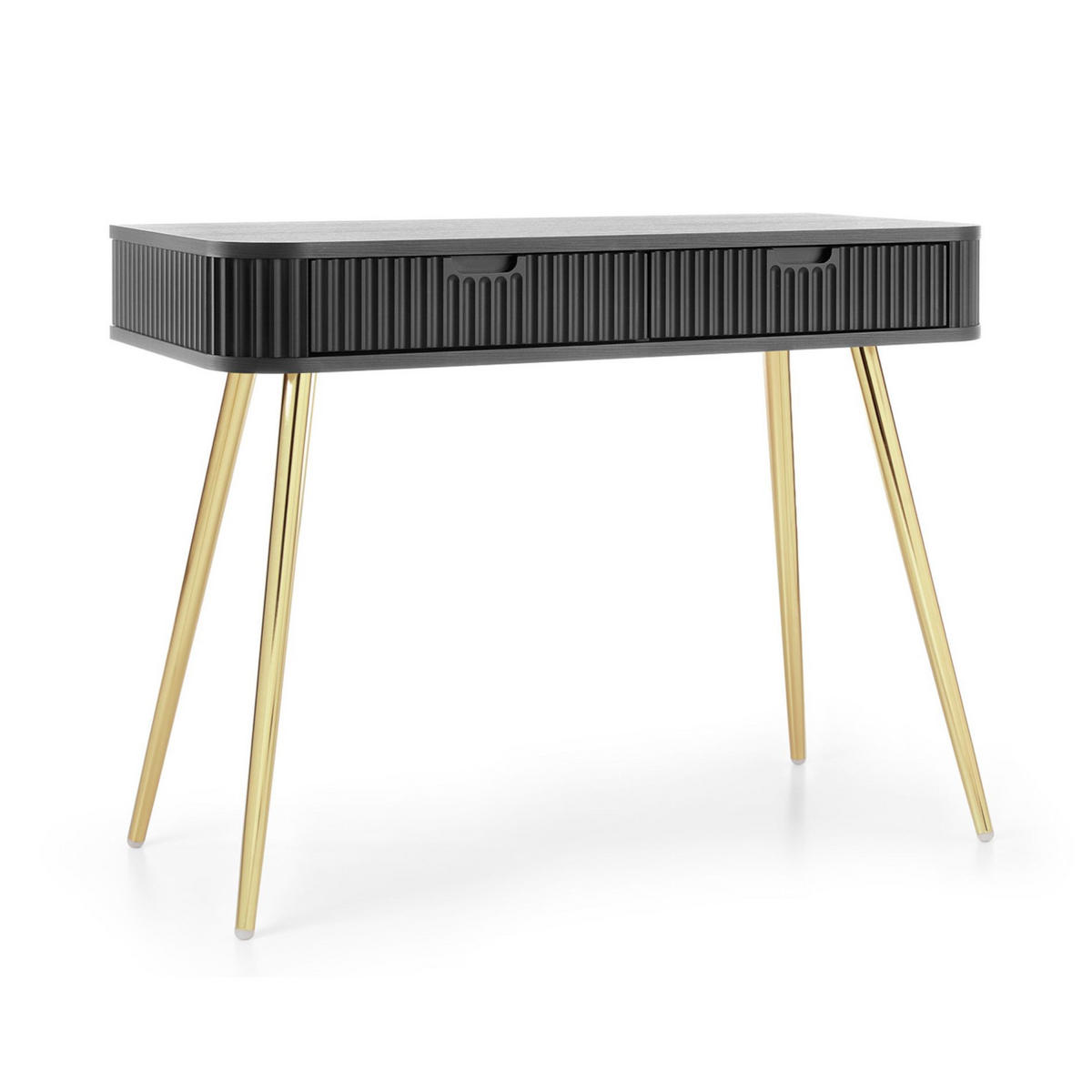 SCHMINKTISCH Zova Schwarz mit goldenen Beinen 110 cm - Goldfarben/Schwarz, Holzwerkstoff/Metall (49/103/80cm) - Selsey