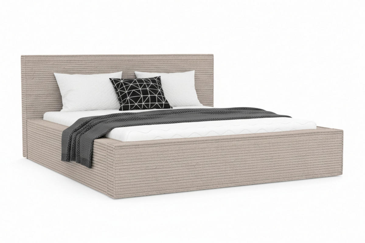 POLSTERBETT CORDI 160/200 in Cord Beige - Beige, Holz/Holzwerkstoff (160/200cm) - Deine Möbel 24