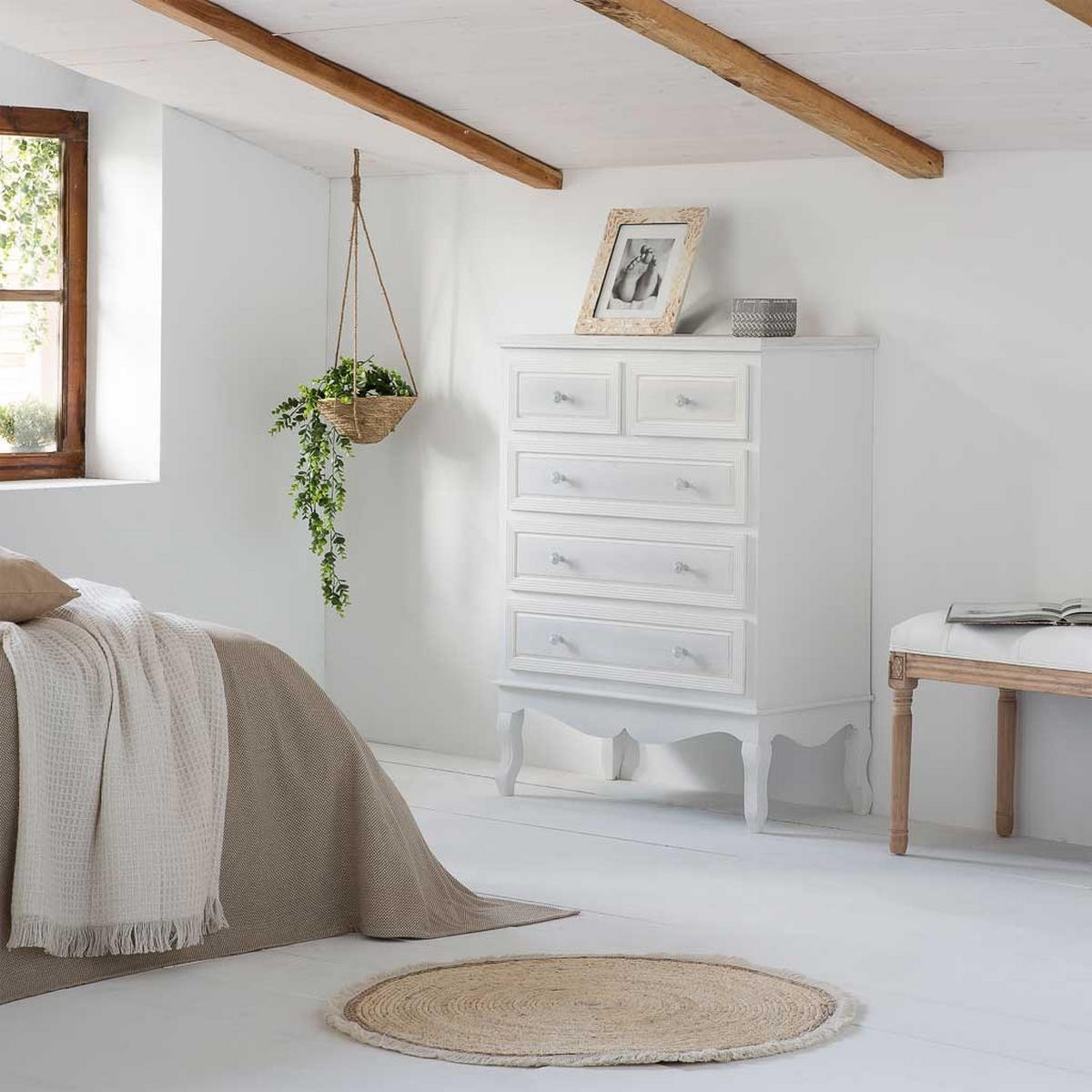 KOMMODE aus Holz 80x40x105 cm - Weiß, Holz (80/105/40cm) - Wanderlust