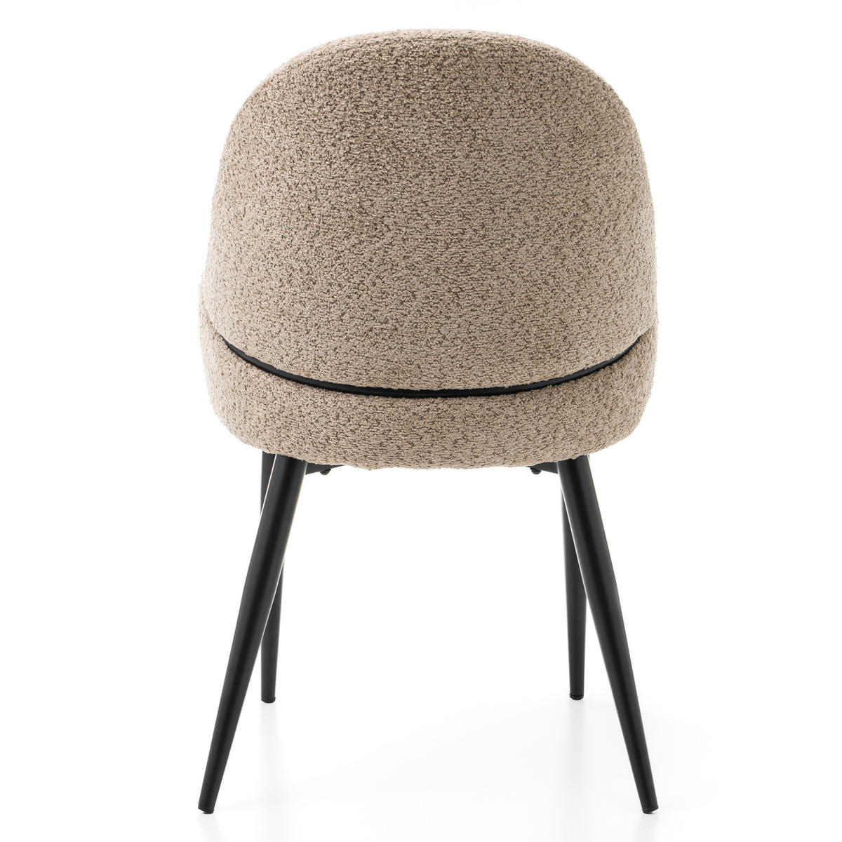 STUHL BERGAMO gepolsterter mit Steppung - dunkelbeige - Boucle - Beige/Schwarz, Textil/Metall (56/91/61cm) - NEW HOME