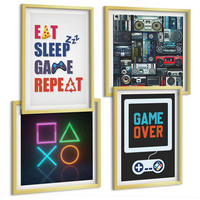 BILDER SET 4er Set - 50x50 cm & 40x60 cm Goldrahmen - Spieleruntertitel - Goldfarben, Kunststoff (50/50cm) - TULUP