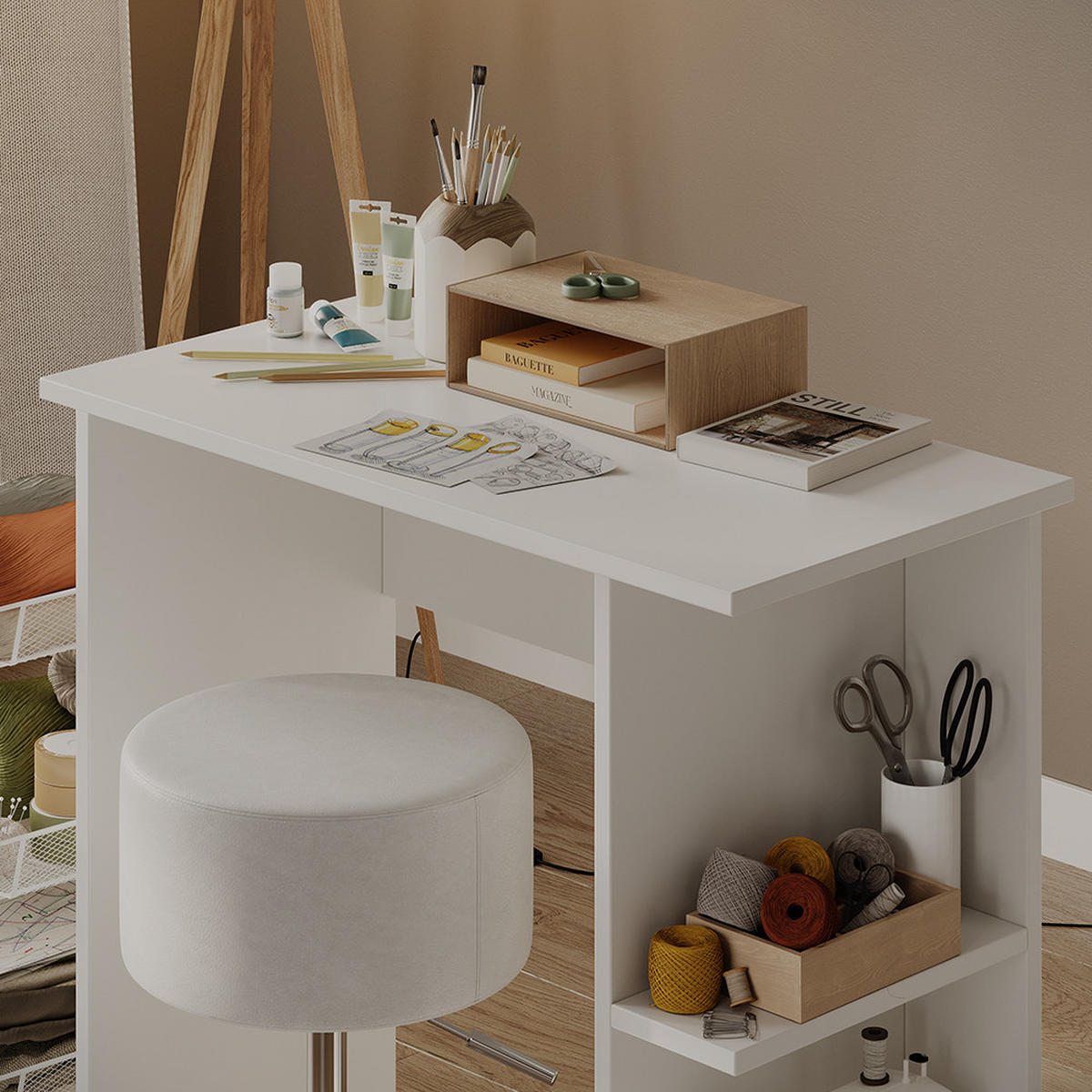 PSACÍ STŮL Simple Bílá - bílá, kompozitní dřevo (40/80/76cm) - Vicco