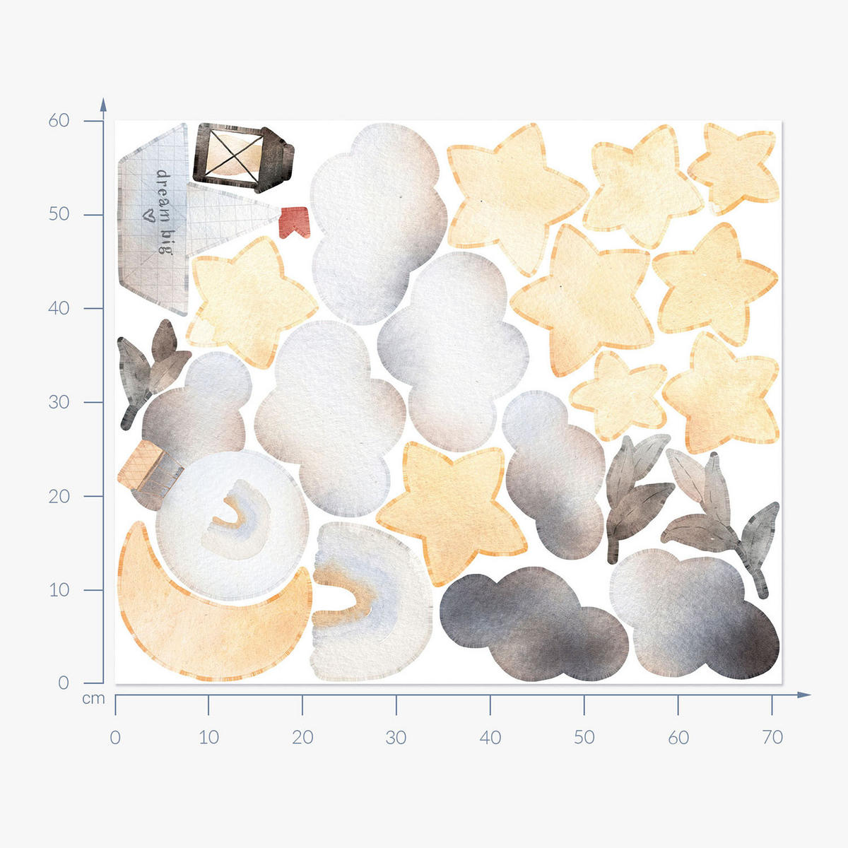 WANDAUFKLEBER 60x71cm - Elemente des Himmels - Multicolor, Kunststoff (60/71/0.1cm) - Wallfluent