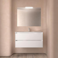 BADEZIMMERMÖBEL NOJA 1000 2 Schubladen WHITE GLOSS + Waschtisch + Spiegel - Weiß Hochglanz/Schwarz, Metall (45/54/100cm) - Salgar