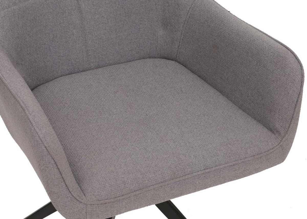 6ER-SET Esszimmerstuhl | HxBxT 80x53x59cm | Sitzhöhe 41cm | Stoff/Textil (270g/m²) | Hellgrau | Küchenstuhl Armlehne - Hellgrau, Textil (53/80/59cm) - CHEFGASTRO