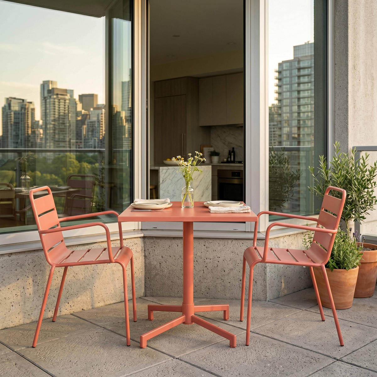 GARTENSET 3-tlg., Tonfarbe - Pink, Metall - Oviala