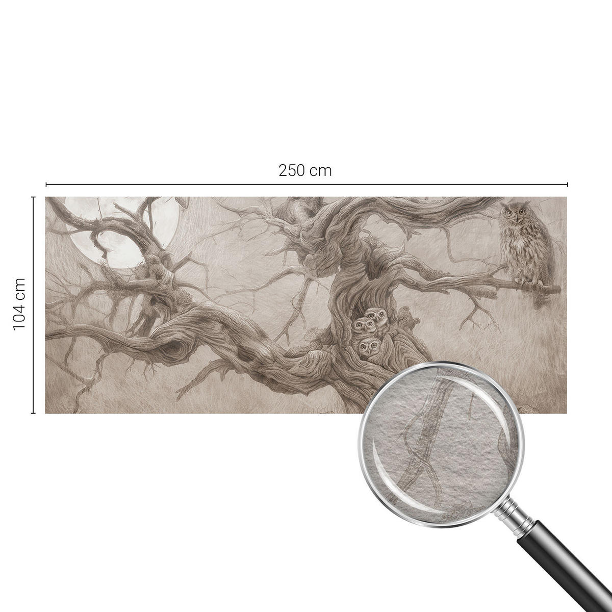 FOTOTAPETE 250x104 cm - Nachtvögel - Beige, Textil (250/104cm) - Wallfluent
