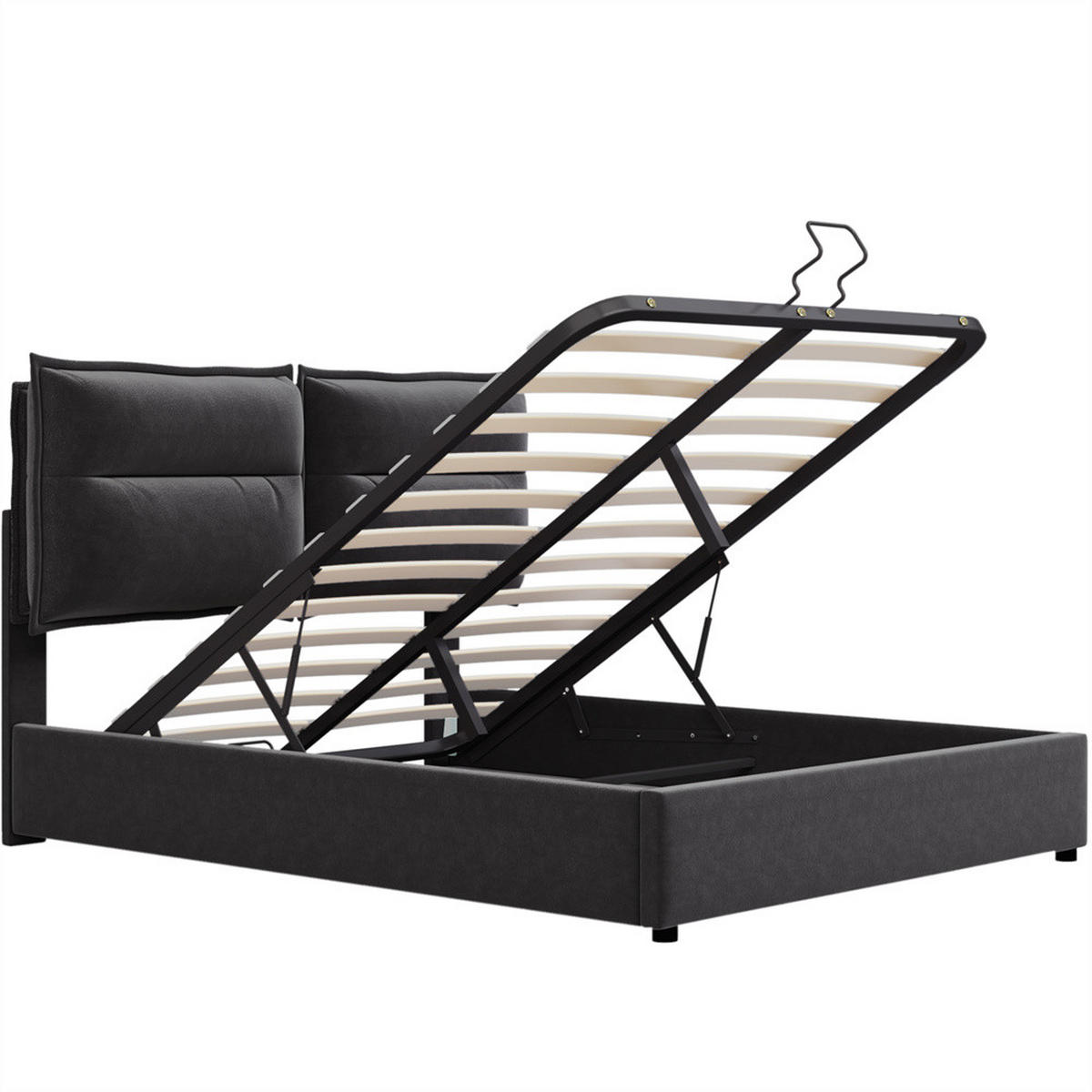 POLSTERBETT 140/200 cm in Schwarz - Schwarz, Holz/Textil (140/200cm) - KOMHTOM