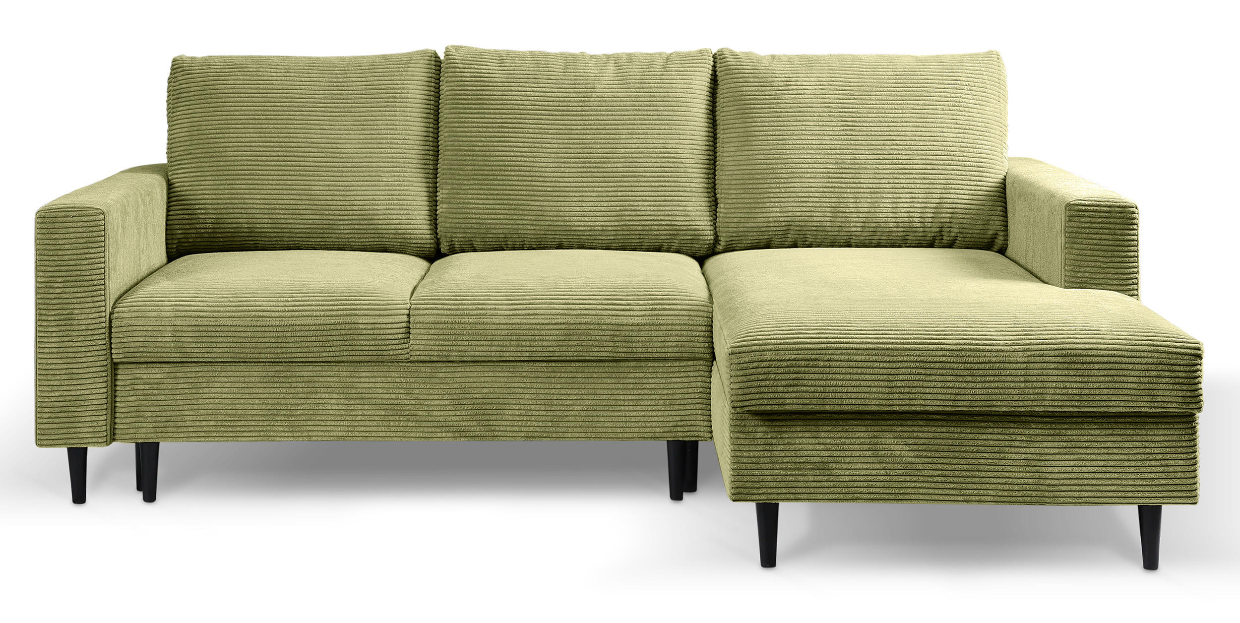 ECKSOFA Nalika Pistaziengrün mit Cordbezug - Schwarz/Hellgrün, Holz/Textil (230/143cm) - Selsey